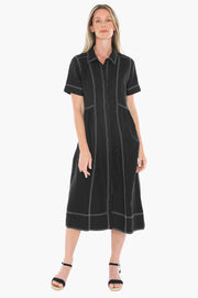 JUMP - Black Contrast Stitch Dress - 596J5100A