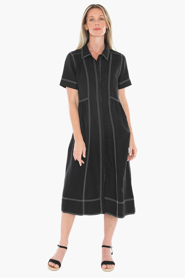 JUMP - Black Contrast Stitch Dress - 596J5100A