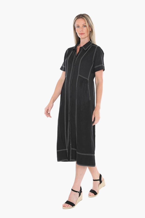 JUMP - Black Contrast Stitch Dress - 596J5100A