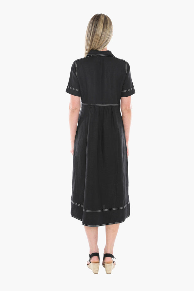 JUMP - Black Contrast Stitch Dress - 596J5100A