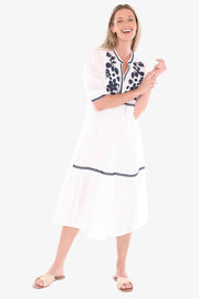JUMP - White/Ink Flower Embroidery Dress - 596J5154A