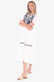 JUMP - White/Ink Flower Embroidery Dress - 596J5154A