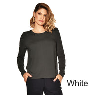 PAULA RYAN ESSENTIALS - White Easy Fit Long Sleeve Panel Front Top - 6180