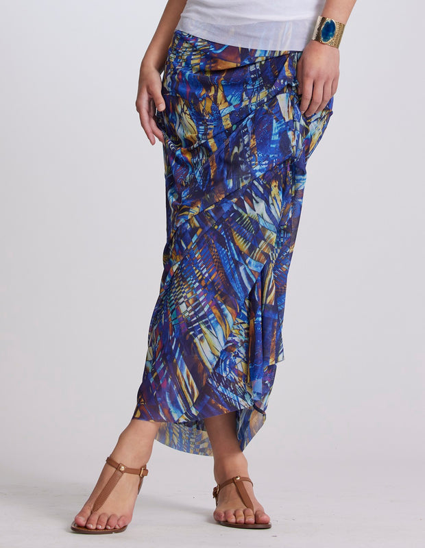 PAULA RYAN - Mosaic Print Side Pleat Skirt - 6483