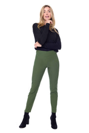 UP! PANTS - Bronze Green Solid Slim Ankle Pant - 65027A