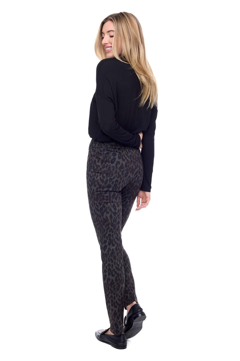 UP! PANTS - Cheetah Ponte Full Length Slim Pant - 67925