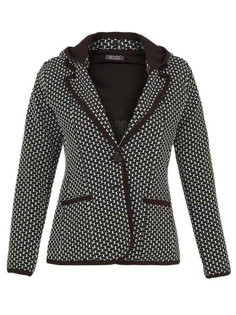 DOLCEZZA - Black & White Knit Jacket with Removeable Hood - 74175