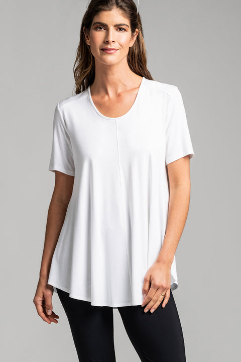 PAULA RYAN - Sand Scoop Neck Short Sleeve Swing Tunic - 7832S