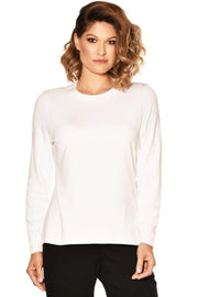 Paula Ryan - White Easy Fit Long Sleeve Crew Neck Top - 9497