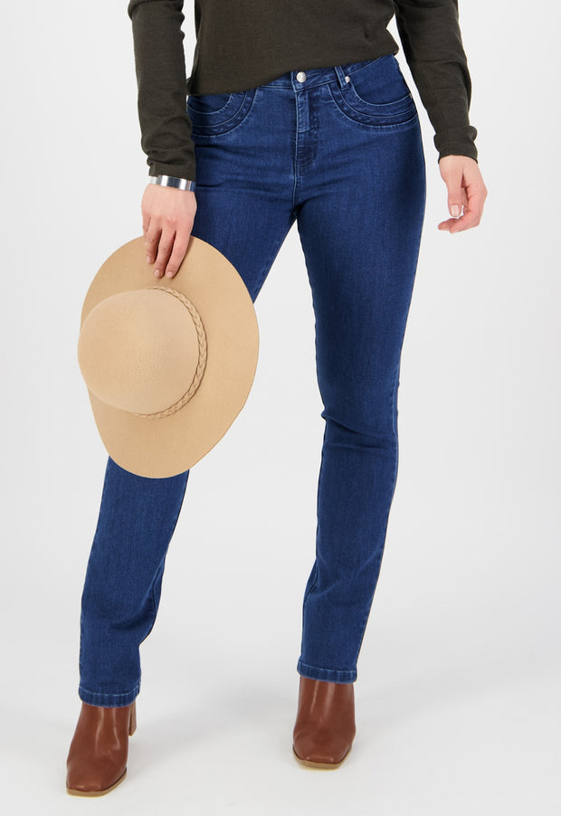 VASSALLI - Blue Denim Slim Leg Full Length Jean - 9901