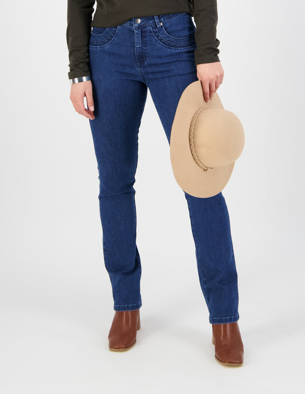 VASSALLI - Blue Denim Slim Leg Full Length Jean - 9901