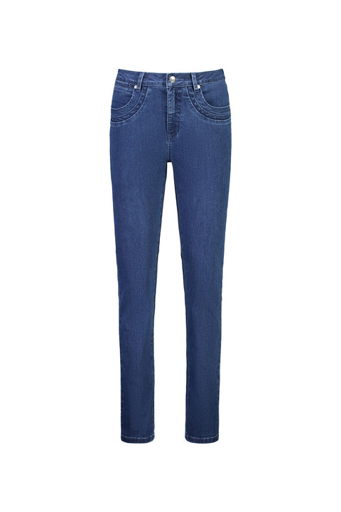 VASSALLI - Blue Denim Slim Leg Full Length Jean - 9901