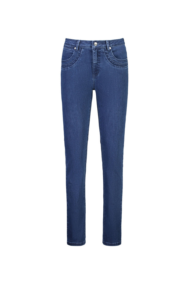 VASSALLI - Blue Denim Slim Leg Full Length Jean - 9901