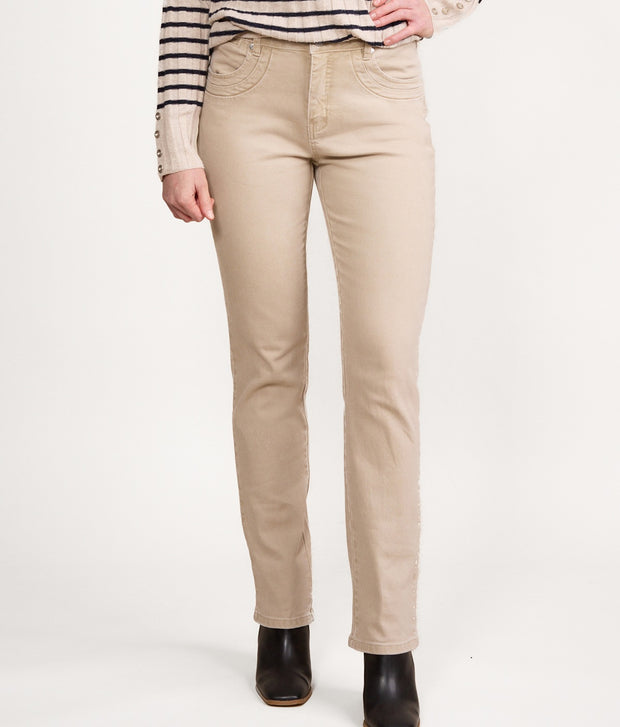 VASSALLI - Oat Denim Slim Leg Full Length Jean - 9901