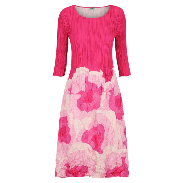 ALQUEMA - Pink Roses 3/4 Sleeve Smash Pocket Dress - ADC544