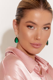 ADORNE - Peach/Green Stone & Glass Earrings - AED3855PEACGREE