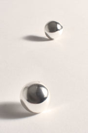 ADORNE - Silver Polished Metal Dome Stud Earrings - AED3873SILV