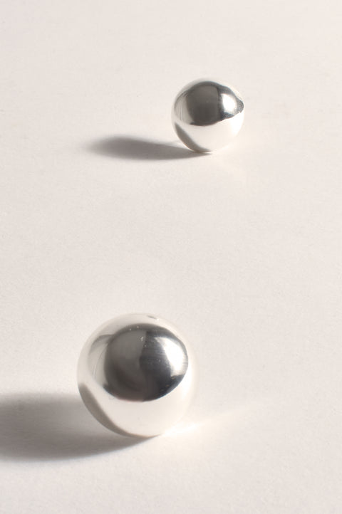 ADORNE - Silver Polished Metal Dome Stud Earrings - AED3873SILV