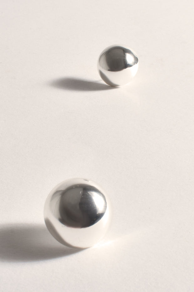 ADORNE - Silver Polished Metal Dome Stud Earrings - AED3873SILV