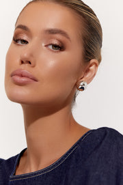 ADORNE - Silver Polished Metal Dome Stud Earrings - AED3873SILV
