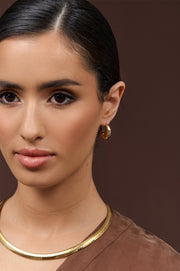 ADORNE - Gold Polished Curve Front Event Earrings - AED4046GOLD