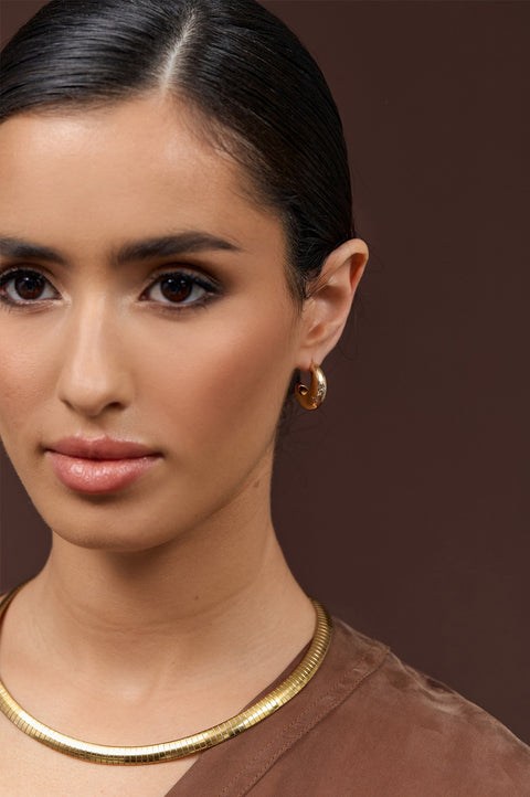 ADORNE - Gold Polished Curve Front Event Earrings - AED4046GOLD