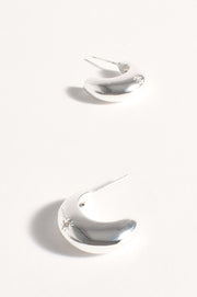 ADORNE - Silver Polished Curve Front Event Earrings - AED4046SILV