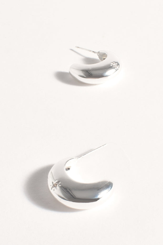 ADORNE - Silver Polished Curve Front Event Earrings - AED4046SILV