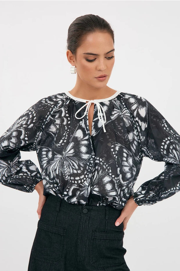 ADORNE - Isla Butterfly Print Top - AJD1536