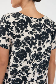 ADORNE - Kita Printed Short Sleeve Button Back Top - AJD1879