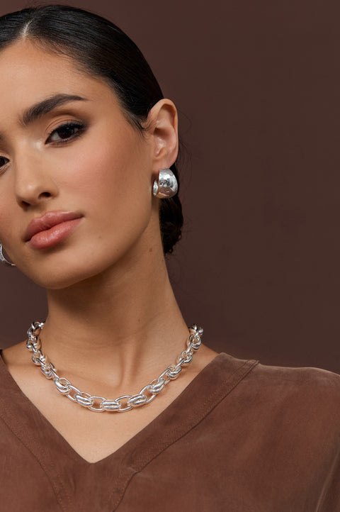 ADORNE - Silver Double Link Chain Necklace - AND2566SILV