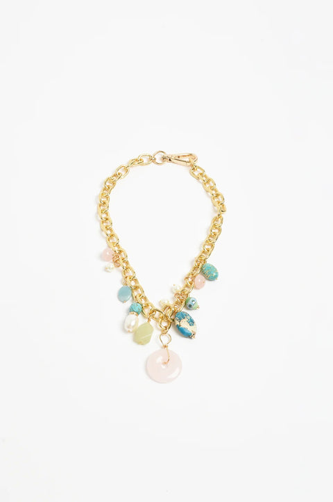 ADORNE - Multi Stone & Pearl Mix Statement Necklace - AND2661MULTGOLD