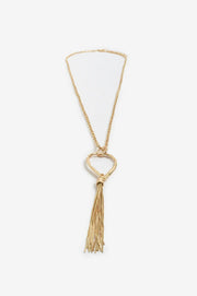 ADORNE - Gold Long Tassel Pendant Necklace - AND2692GOLD