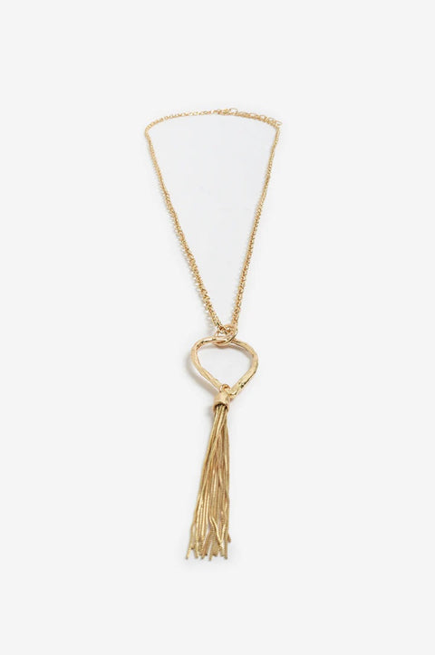 ADORNE - Gold Long Tassel Pendant Necklace - AND2692GOLD