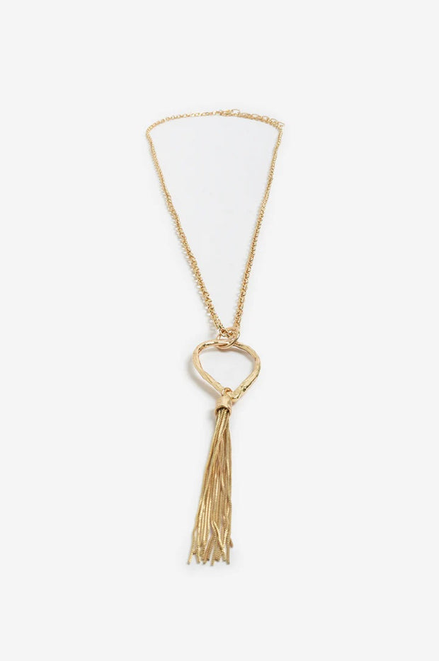 ADORNE - Gold Long Tassel Pendant Necklace - AND2692GOLD