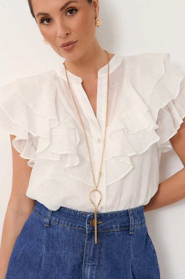 ADORNE - Gold Long Tassel Pendant Necklace - AND2692GOLD