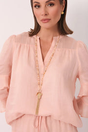ADORNE - Camel Long Boho Tassel Charm Necklace - AND2695CAMEGOLD