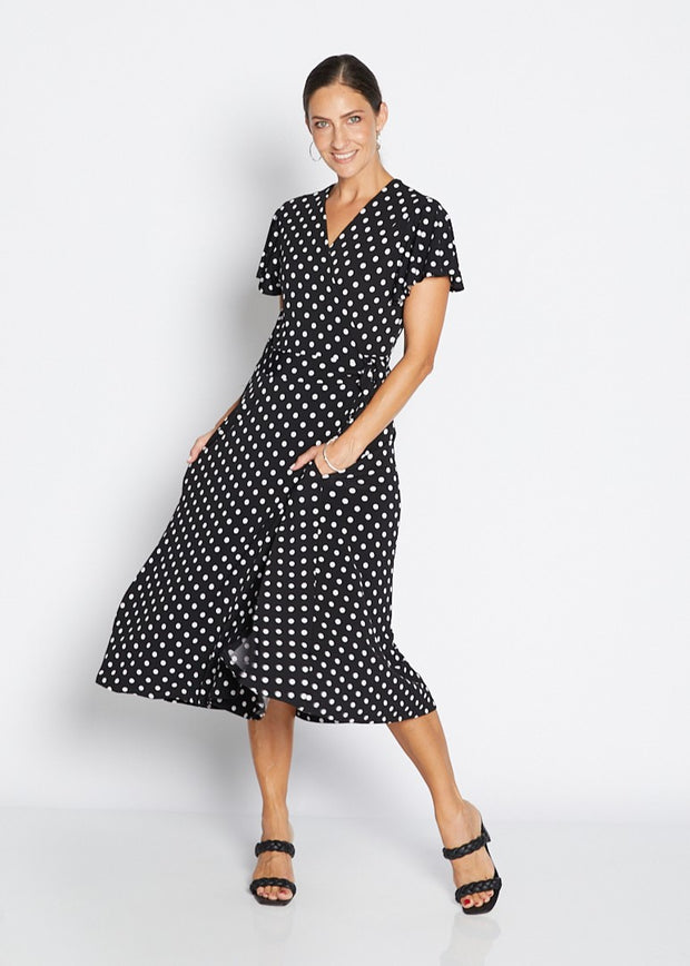 PHILOSOPHY - Aria Florida Short Sleeve Wrap Dress