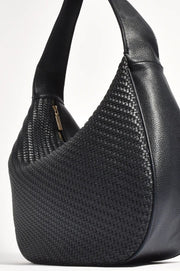 ADORNE - Black Mindy Weave Hobo Handbag - AXD1934BLAC
