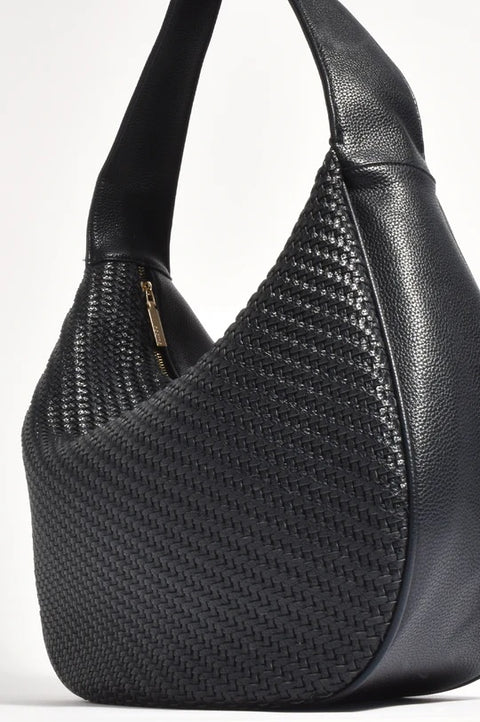 ADORNE - Black Mindy Weave Hobo Handbag - AXD1934BLAC