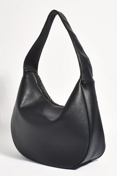 ADORNE - Black Mindy Weave Hobo Handbag - AXD1934BLAC