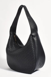 ADORNE - Black Mindy Weave Hobo Handbag - AXD1934BLAC