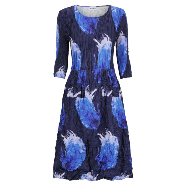 ALQUEMA - Blue Splash 3/4 Sleeve Smash Pocket Dress - ADC544