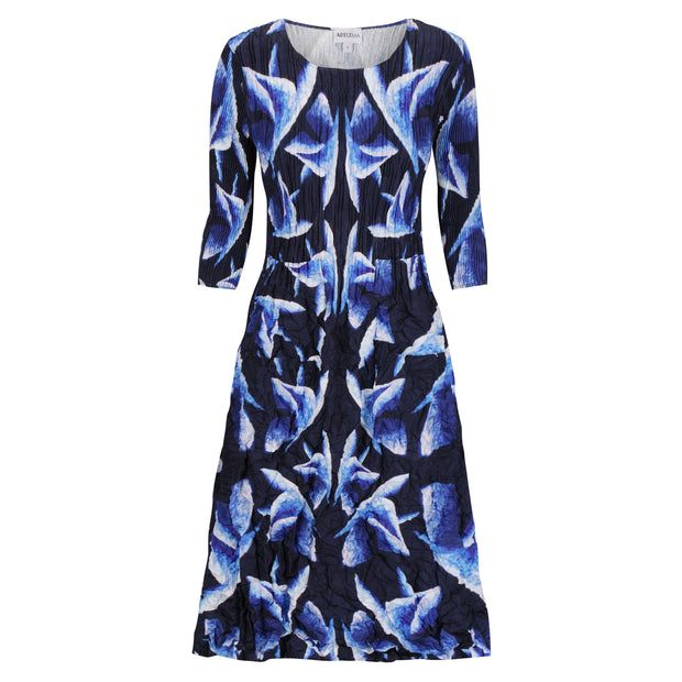 ALQUEMA - Blue Birds 3/4 Sleeve Smash Pocket Dress - ADC544