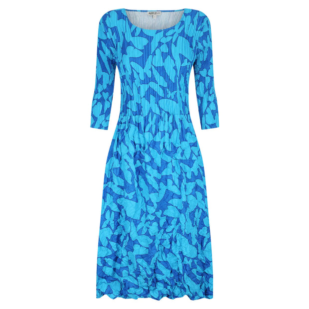 ALQUEMA - Blue Butterfly 3/4 Sleeve Smash Pocket Dress - ADC544