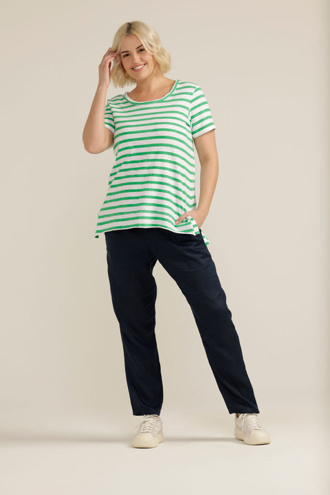 CLOTH PAPER SCISSORS - White/Green Stripe Tee - C1226-26