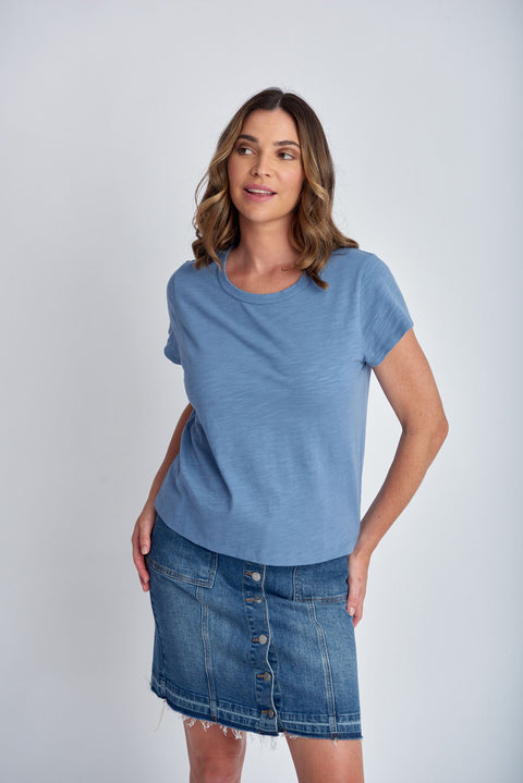 CLOTH PAPER SCISSORS - Deep Blue Basic Crew Neck Tee - C1378