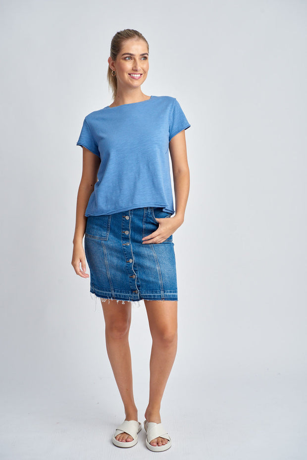 CLOTH PAPER SCISSORS - Deep Blue Short Crew Neck Tee - C1384