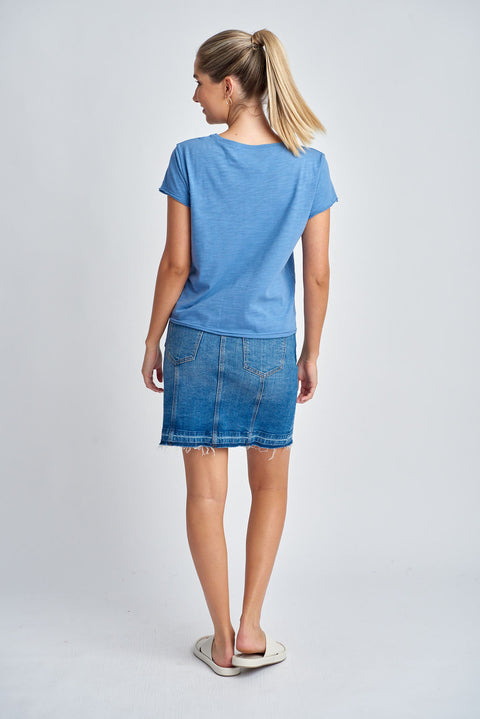 CLOTH PAPER SCISSORS - Deep Blue Short Crew Neck Tee - C1384