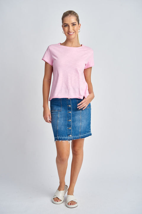 CLOTH PAPER SCISSORS - Lolly Pink Short Crew Neck Tee - C1384